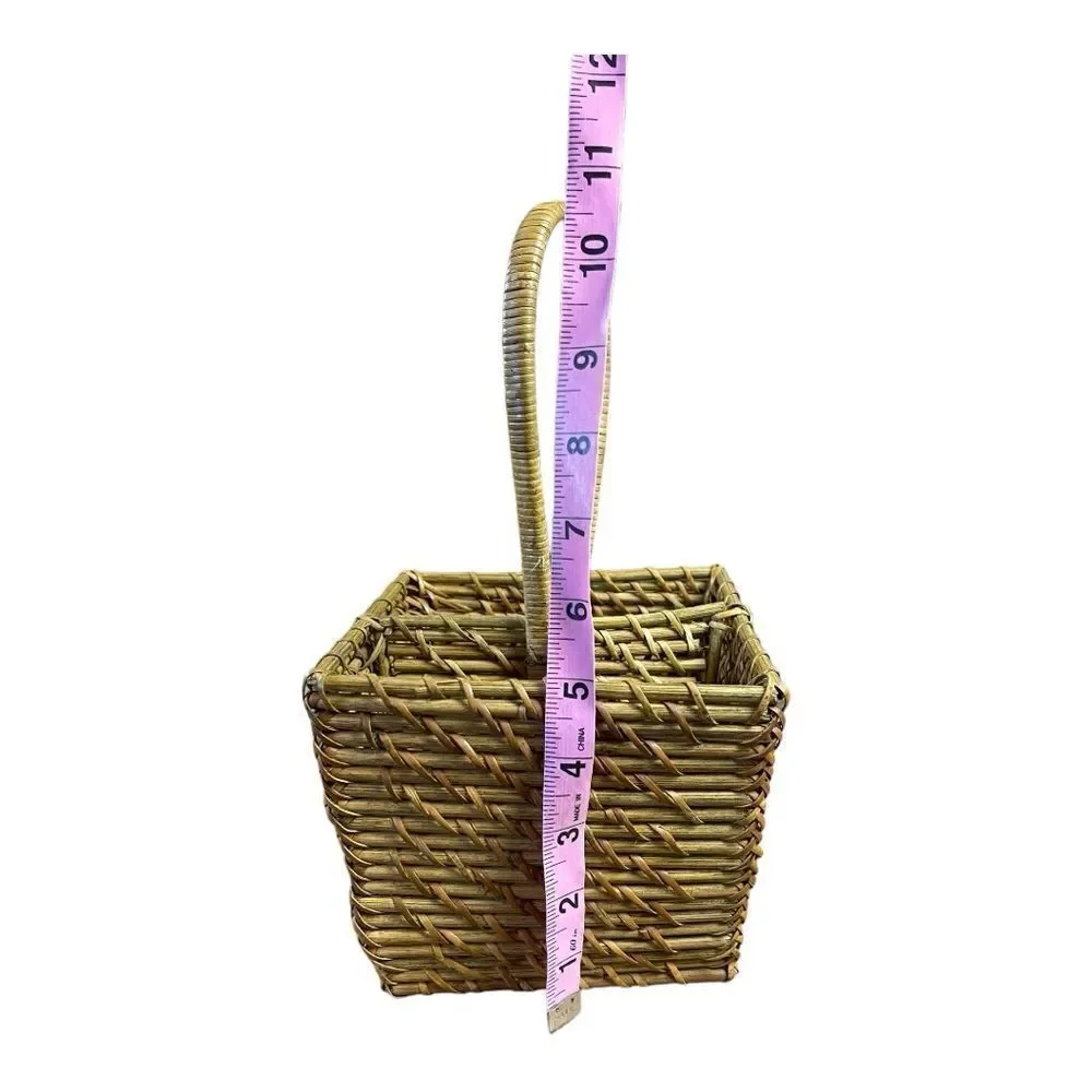 Square Twist Beautiful Decorative Brown Basket Caddy Western Outdoors Country